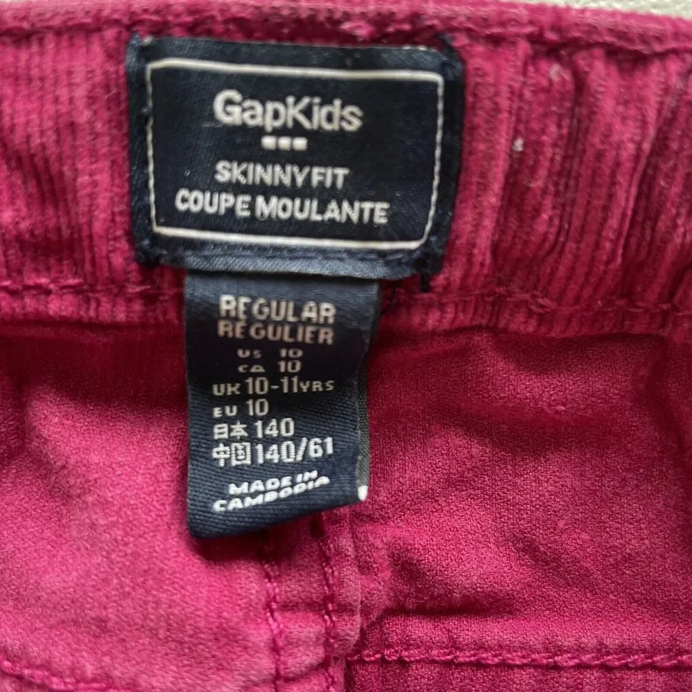 Gap Kids Girl Skinny Fit Corduroy Stretch Pants Purplish Pink Size 10